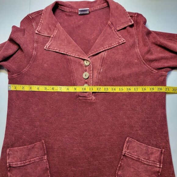 Sea Breeze Vintage Burgundy Tunic or Mini Dress Johnny Collar Fisherman Cotton - Picture 8 of 9